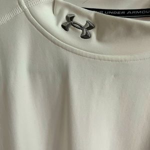 White mock long sleeve turtleneck with silver tone logo on the neck 2XL